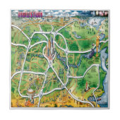 Houston Texas Cartoon Map Tegeltje (Voorkant)