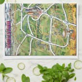 Houston Texas Cartoon Map Theedoek (Gevouwen)