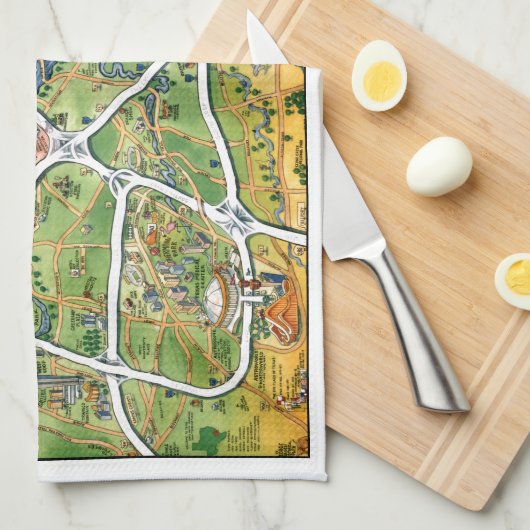 Houston Texas Cartoon Map Theedoek (Quarter Fold)