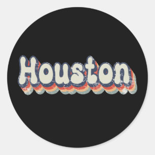 Houston Texas Chrome City Classic Art Ronde Sticker