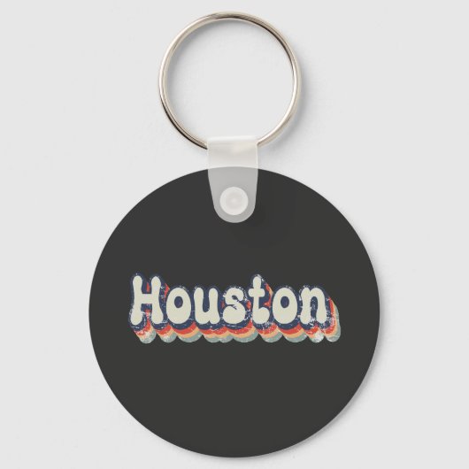 Houston Texas Chrome City Classic Art Sleutelhanger (Voorkant)