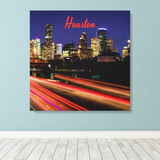 Houston Texas City Skyline Canvas Afdruk (Insitu (Houten vloer))