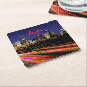 Houston Texas City Skyline Kartonnen Onderzetters (Schuin)