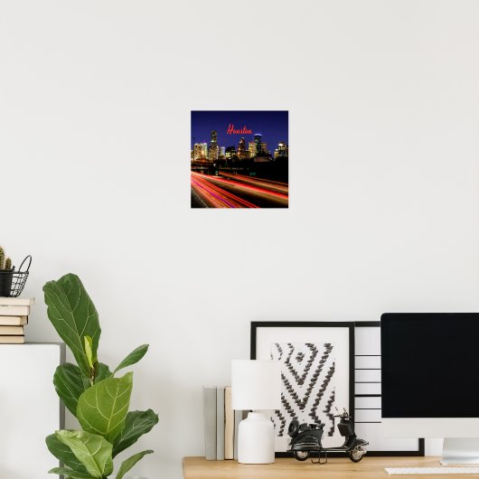 Houston Texas City Skyline Poster (Thuiskantoor)
