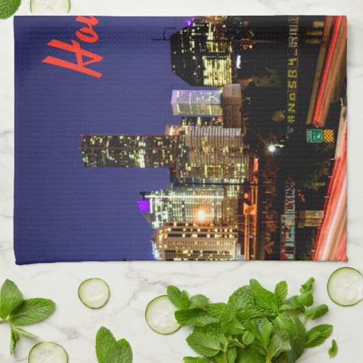 Houston Texas City Skyline Theedoek (Gevouwen)