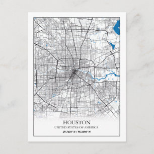 Houston Texas City Travel City Map Briefkaart