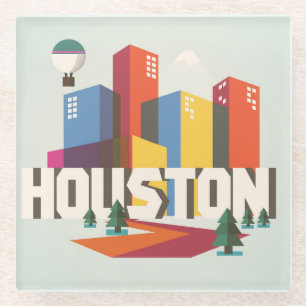 Houston, Texas Cityscape Design Glazen Onderzetter