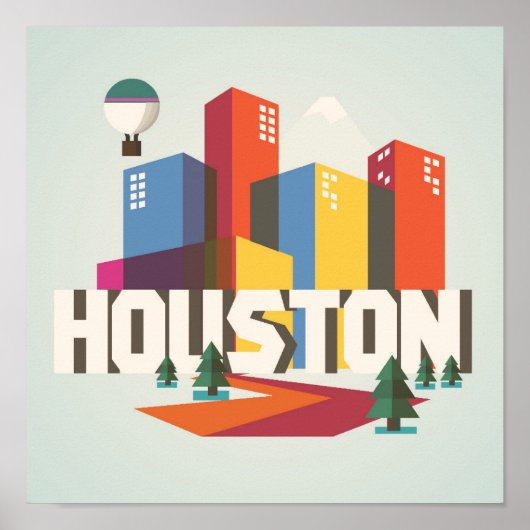 Houston, Texas | Cityscape Design Poster (Voorkant)