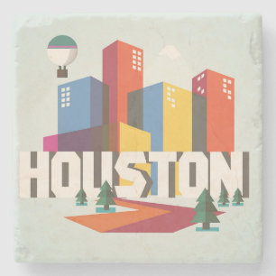 Houston, Texas Cityscape Design Stenen Onderzetter