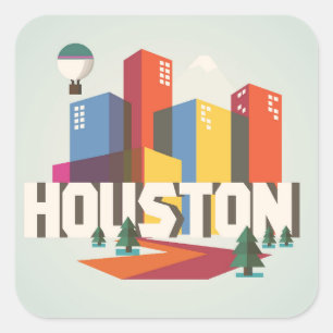 Houston, Texas   Cityscape Design Vierkante Sticker