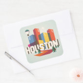 Houston, Texas | Cityscape Design Vierkante Sticker (Envelop)