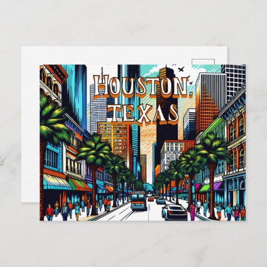 Houston, Texas Downtown Uitzicht Abstracte kunst Briefkaart (Voorkant / Achterkant)