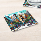 Houston, Texas Downtown Uitzicht Abstracte kunst Kartonnen Onderzetters (Schuin)