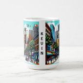 Houston, Texas Downtown Uitzicht Abstracte kunst Koffiemok (Center)