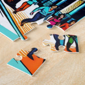 Houston, Texas Downtown Uitzicht Abstracte kunst Legpuzzel (Zijkant)