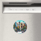 Houston, Texas Downtown Uitzicht Abstracte kunst Magneet (Insitu (Vaatwasser))