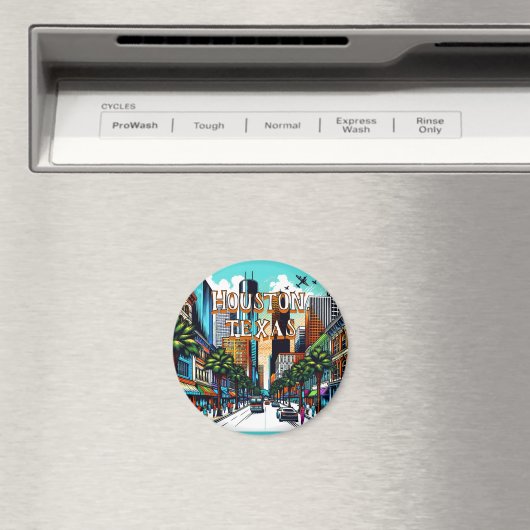 Houston, Texas Downtown Uitzicht Abstracte kunst Magneet (Insitu (Vaatwasser))