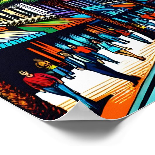 Houston, Texas Downtown Uitzicht Abstracte kunst Poster (Hoek)