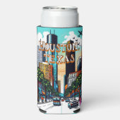 Houston, Texas Downtown Uitzicht Abstracte kunst Seltzer Blikjeskoeler (Seltzer Achterkant)