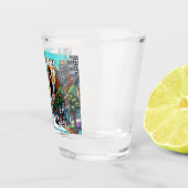 Houston, Texas Downtown Uitzicht Abstracte kunst Shot Glas (Rechts)