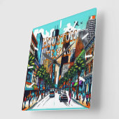 Houston, Texas Downtown Uitzicht Abstracte kunst Vierkante Klok (Hoek)