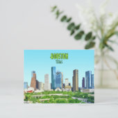 Houston Texas Downtown Vintage Briefkaart (Staand voorkant)