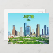 Houston Texas Downtown Vintage Briefkaart (Voorkant / Achterkant)