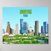 Houston Texas Downtown Vintage Poster (Voorkant)