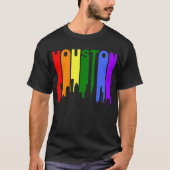 Houston Texas Gay Pride Rainbow Skyline T-shirt (Voorkant)