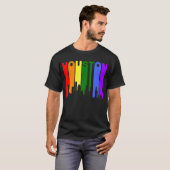 Houston Texas Gay Pride Rainbow Skyline T-shirt (Voorkant volledig)