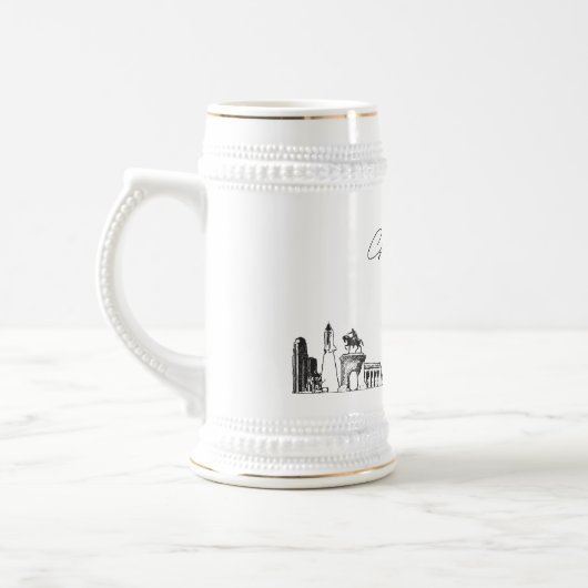 Houston Texas gepersonaliseerde skyline Bierpul (Links)