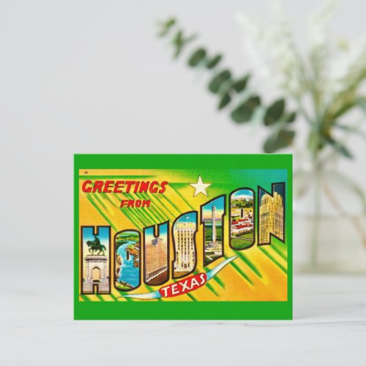 Houston Texas Groet Ansichtkaart Briefkaart (Staand voorkant)
