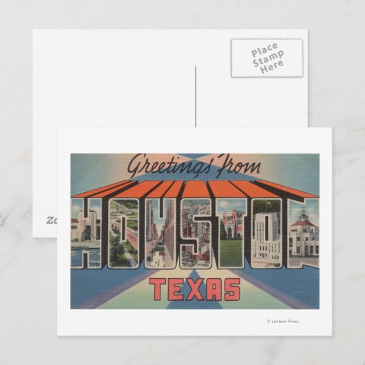 Houston, Texas — grote letterscènes Briefkaart (Voorkant / Achterkant)