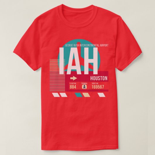 Houston Texas IAH Airport Code Bagage Label T-shirt (Design voorkant)