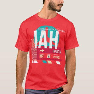 Houston Texas IAH Airport Code Bagage Label T-shirt