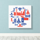 Houston Texas Icons Canvas Afdruk (Insitu (Houten vloer))