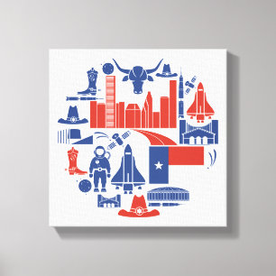 Houston Texas Icons Canvas Afdruk