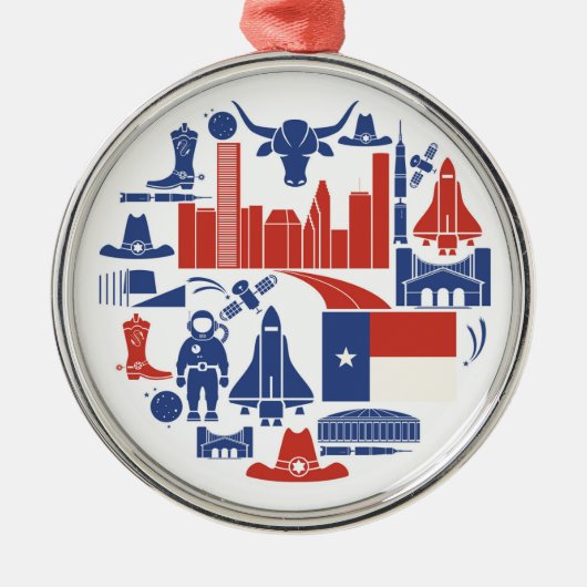Houston Texas Icons Metalen Ornament (Voorkant)