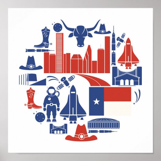 Houston Texas Icons Poster (Voorkant)