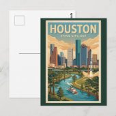 Houston Texas Illustration Travel Art Vintage Briefkaart (Voorkant / Achterkant)