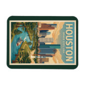 Houston Texas Illustration Travel Art Vintage Magneet (Horizontaal)