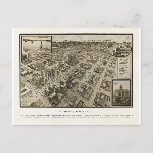 Houston Texas in 1912 Briefkaart (Voorkant)