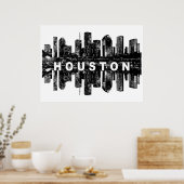 Houston, Texas in zwarte inkt Poster (Keuken)