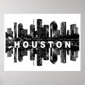 Houston, Texas in zwarte inkt Poster (Voorkant)