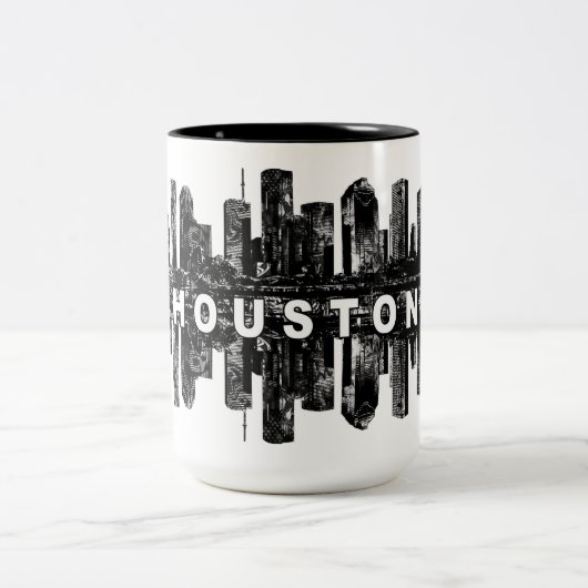 Houston, Texas in zwarte inkt Tweekleurige Koffiemok (Center)