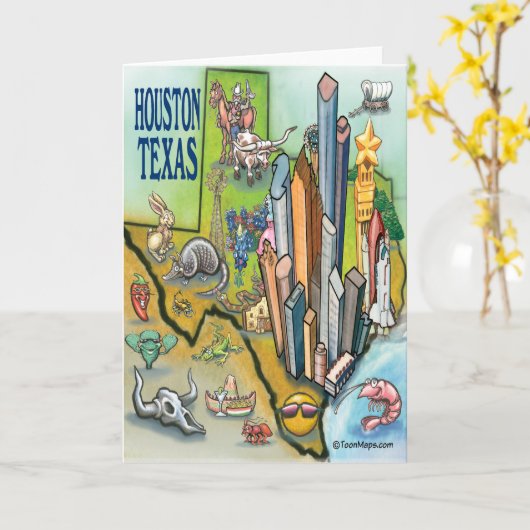 Houston Texas Kaart (Gele Bloem)
