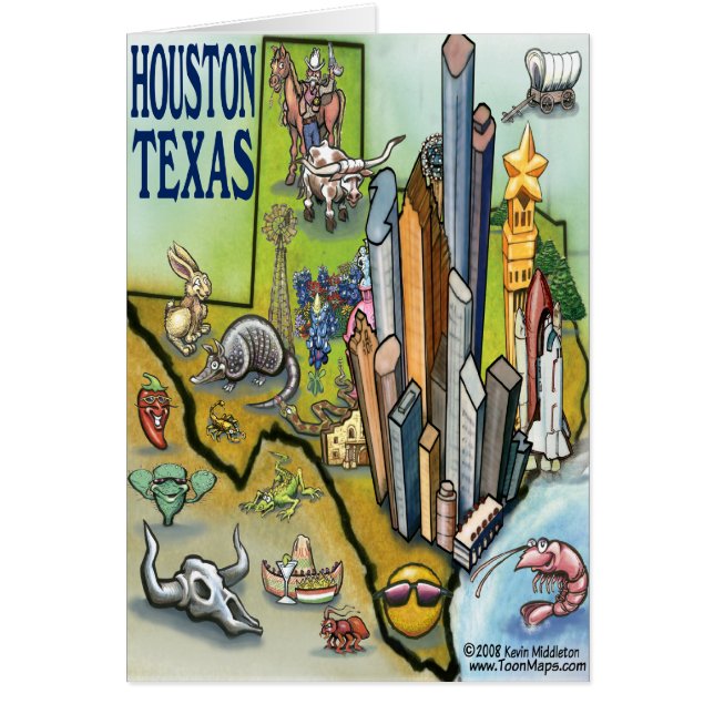 Houston TEXAS-kaart (Voorkant)