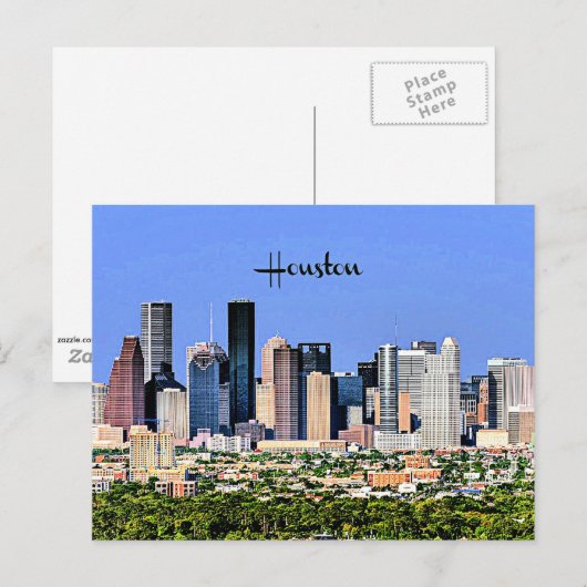Houston, Texas landschapsfoto van de stad Briefkaart (Voorkant / Achterkant)