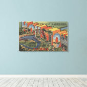 Houston, Texas - Large Letter Scenes 2 Canvas Afdruk (Insitu (Houten vloer))