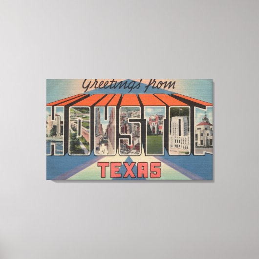 Houston, Texas - Large Letter Scenes 3 Canvas Afdruk (Voorkant)